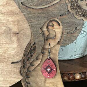 red southwestern tribal teardrop earrings